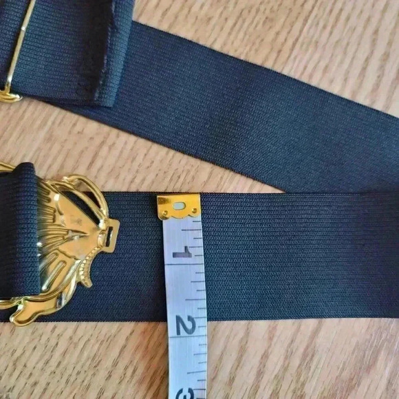 VTG 1980s Butterfly Enameled Buckle Stretch Belt  Black Size XL  41in End To End - Picture 5 of 9